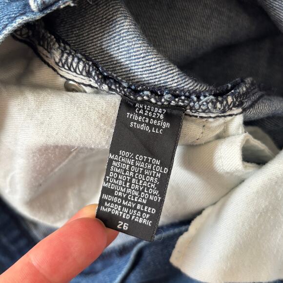 Nili Lotan Straight Leg Dark Wash Mid-Rise Jeans Frayed Hem Women's 26 - Picture 8 of 8